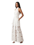 White Floral Lace Halter Maxi