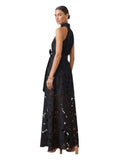 White Floral Lace Halter Maxi