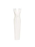 Deep V-Neck Twisted Front Maxi Dress