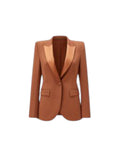 Satin-Lapel Single-Button Tailored Blazer