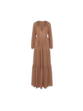 Long-Sleeve V-Neck Tiered Boho Maxi Dress