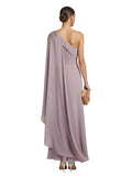 Lilac One-Shoulder Cape Gown