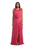 Coral Ruffle Floral Gown