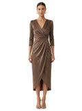 Bronze Glitter Wrap Midi