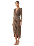 Bronze Glitter Wrap Midi