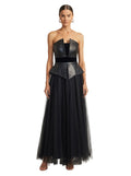 Midnight Leather & Tulle Ball Gown