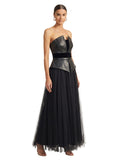 Midnight Leather & Tulle Ball Gown