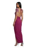 Berry Satin Jewelled-Strap Gown