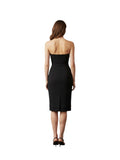 Black Strapless Satin-Panel Asymmetric Midi