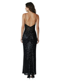 Midnight Sequin Corset Slit Gown
