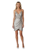 Silver Sequin Wrap Mini