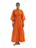 Azure Tropical Balloon-Sleeve Maxi