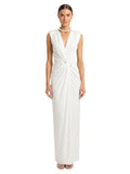 Deep V-Neck Twisted Front Maxi Dress