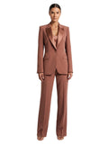 Satin-Lapel Single-Button Tailored Blazer
