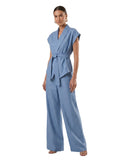 Belted Shawl-Collar Sleeveless Tailored Gilet