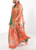 Patterned Chiffon Maxi Dress