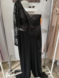 one sleeve black suit