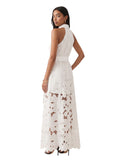 White Floral Lace Halter Maxi