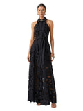 White Floral Lace Halter Maxi