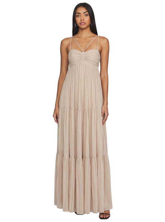 Tiered Spaghetti-Strap Maxi Dress with Crossback Detail