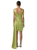 Lime Satin Draped Mini