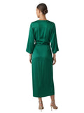 Emerald Velvet Ruched Midi