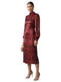 Crimson Leopard Satin Midi