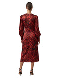 Crimson Leopard Satin Midi
