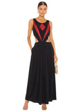 Black & Red Geometric Cutout Maxi