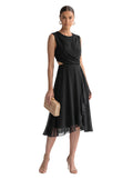 Black Chiffon Cutout Midi