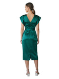 Emerald Satin Belted Wrap Midi