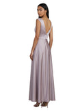 Blush & Lavender Draped Satin Gown