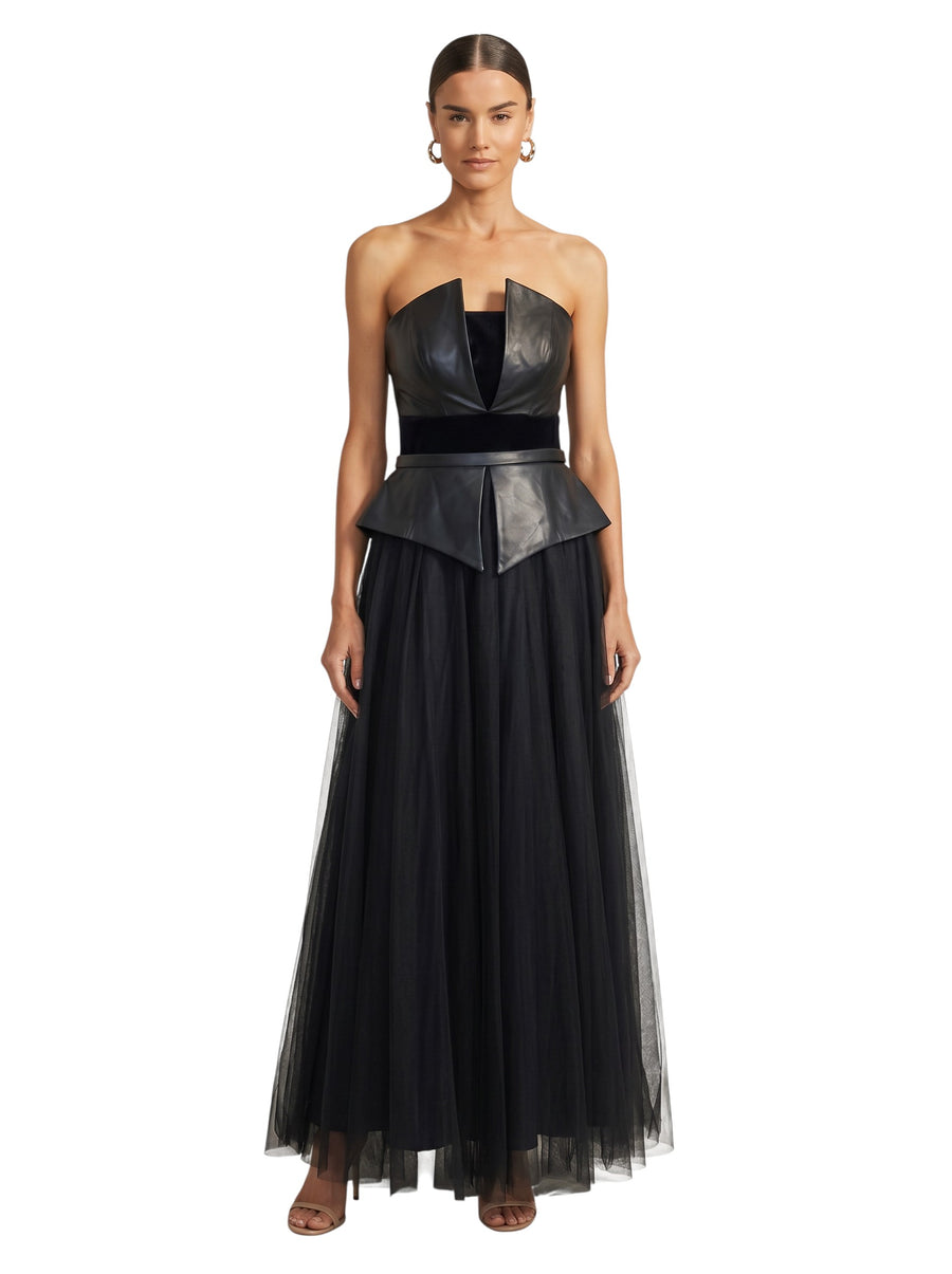 Midnight Leather & Tulle Ball Gown
