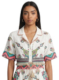 Boho Embroidered Camp-Collar Shirt