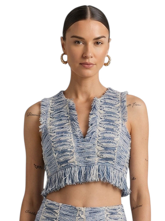 Fringe Woven Crop Top