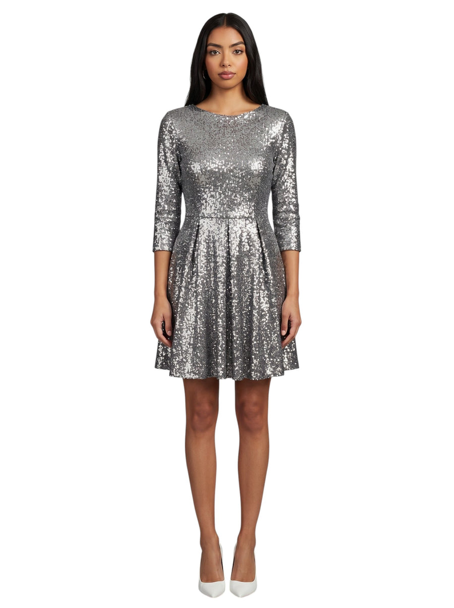 Silver Sequin Flare Mini
