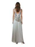 Silver Metallic Plunge Column Gown