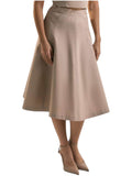 High-Waist Full A-Line Midi Skirt