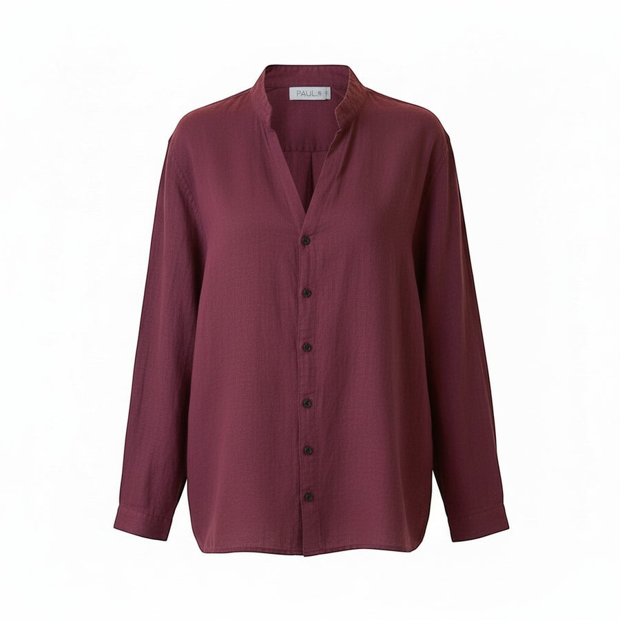 linen shirt v with button