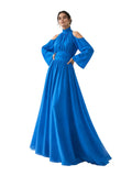 Cold-Shoulder Chiffon Gown