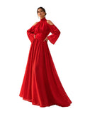 Cold-Shoulder Chiffon Gown