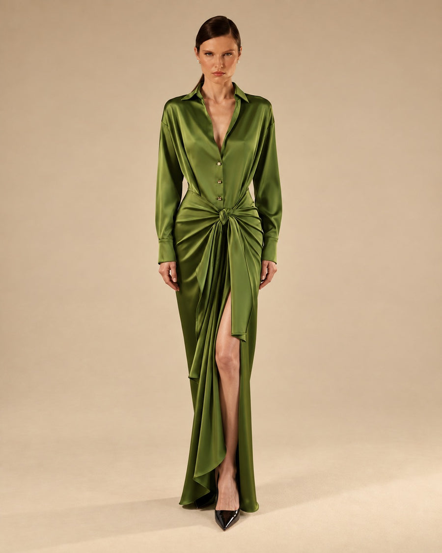 The Olive Knot Shirt Dress