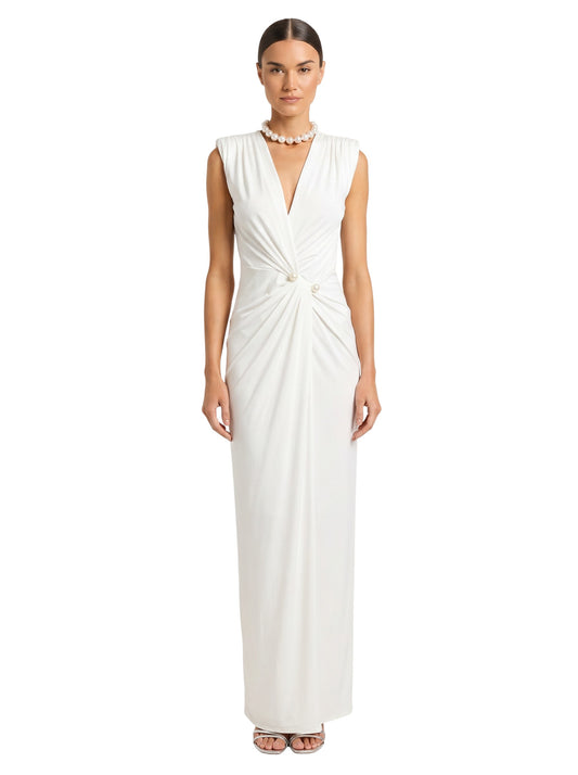 Deep V-Neck Twisted Front Maxi Dress