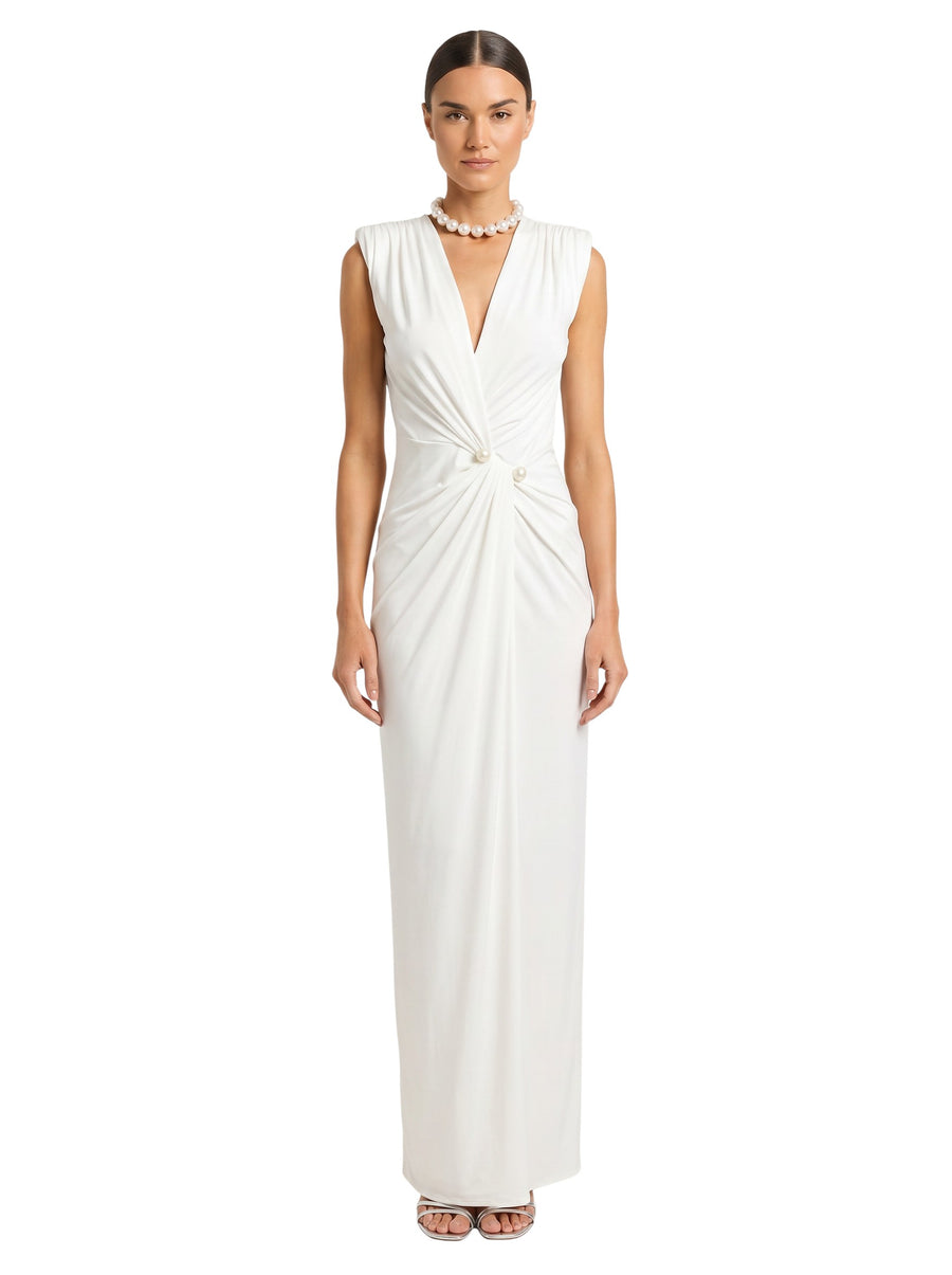 Deep V-Neck Twisted Front Maxi Dress