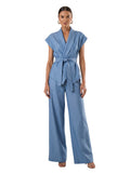 Belted Shawl-Collar Sleeveless Tailored Gilet