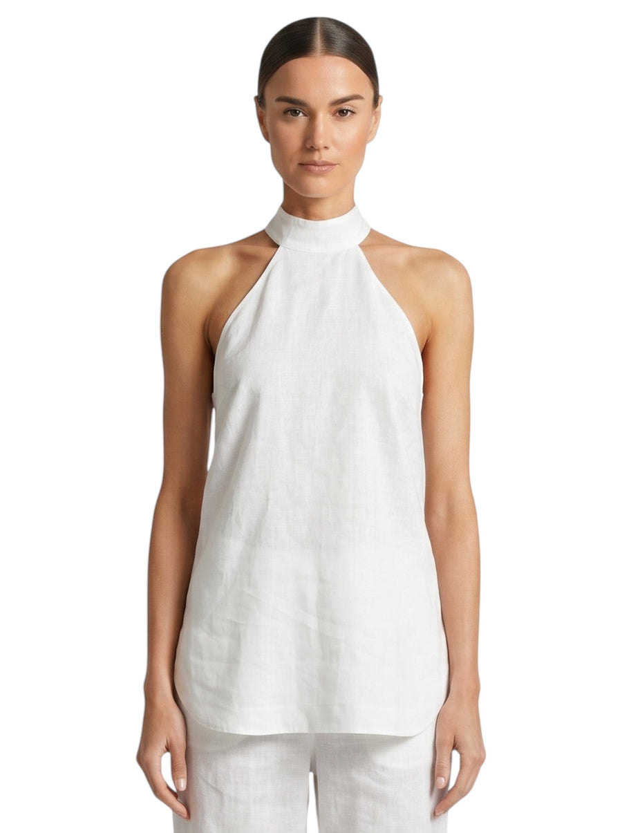 White Linen Halter Neck Top