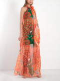 Patterned Chiffon Maxi Dress