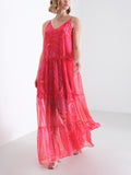 patterned chiffon maxi dress