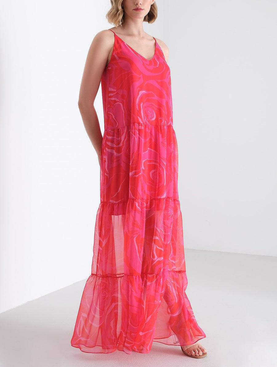 patterned chiffon maxi dress