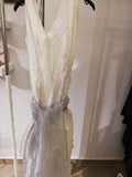 white dress with gray belt